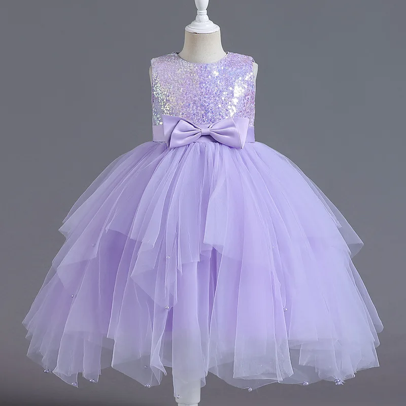 Top Trends: 3 5 To 10 Years Flower Girl Elegant Luxury Sequin Hallowe Dresses Kids Bridesmaid Wedding Party Prom Lilac Gala Birthday Clothes Shoppable Styles