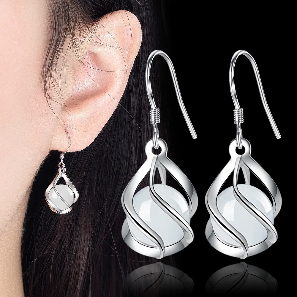 Top Trends: Hot 925 Sterling Silver Beautiful Drop Earrings For Women Luxury Fashion Party Wedding Engagement Jewelry Christmas Gifts Shoppable Styles