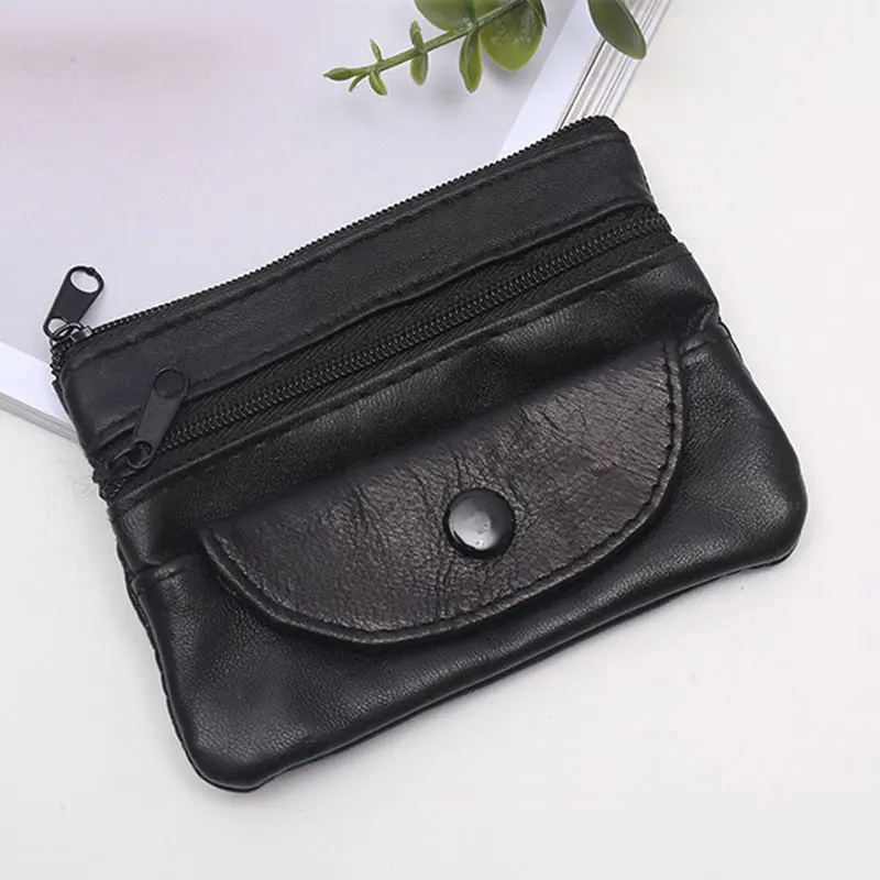 Top Trends: New Genuine Leather Zipper Coin Purse Men Women Clutches Wallet Change Bags Key Holder Business Credit Card Holder Cash Pocket Shoppable Styles