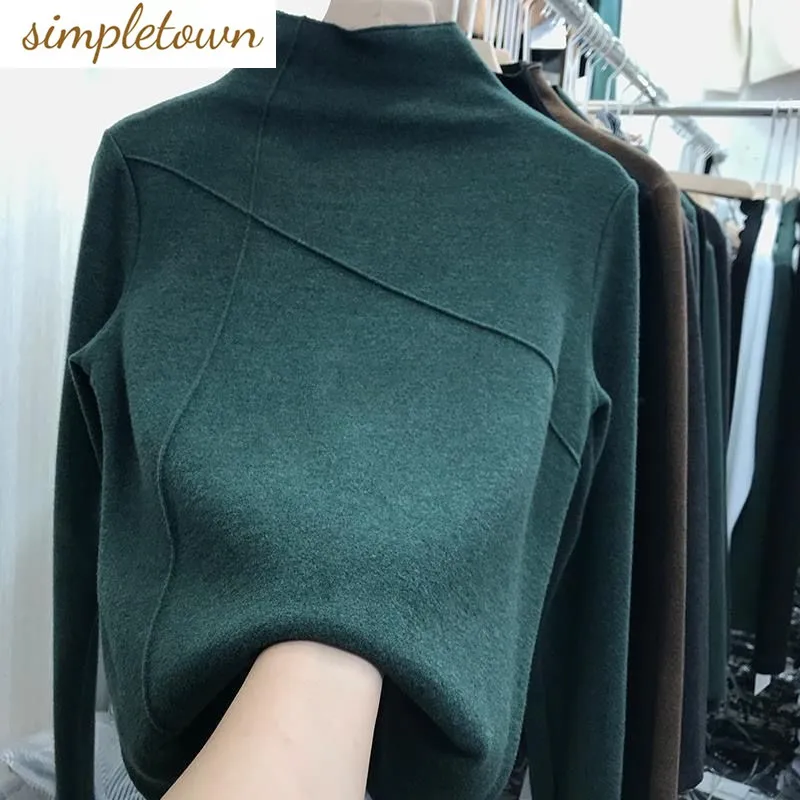 Top Trends: 2023 Autumn / Winter New Korean Version Slim Fit And Slim Women's Bottom Shirt Versatile Solid Color Embroidered Long Sleeve Top Shoppable Styles