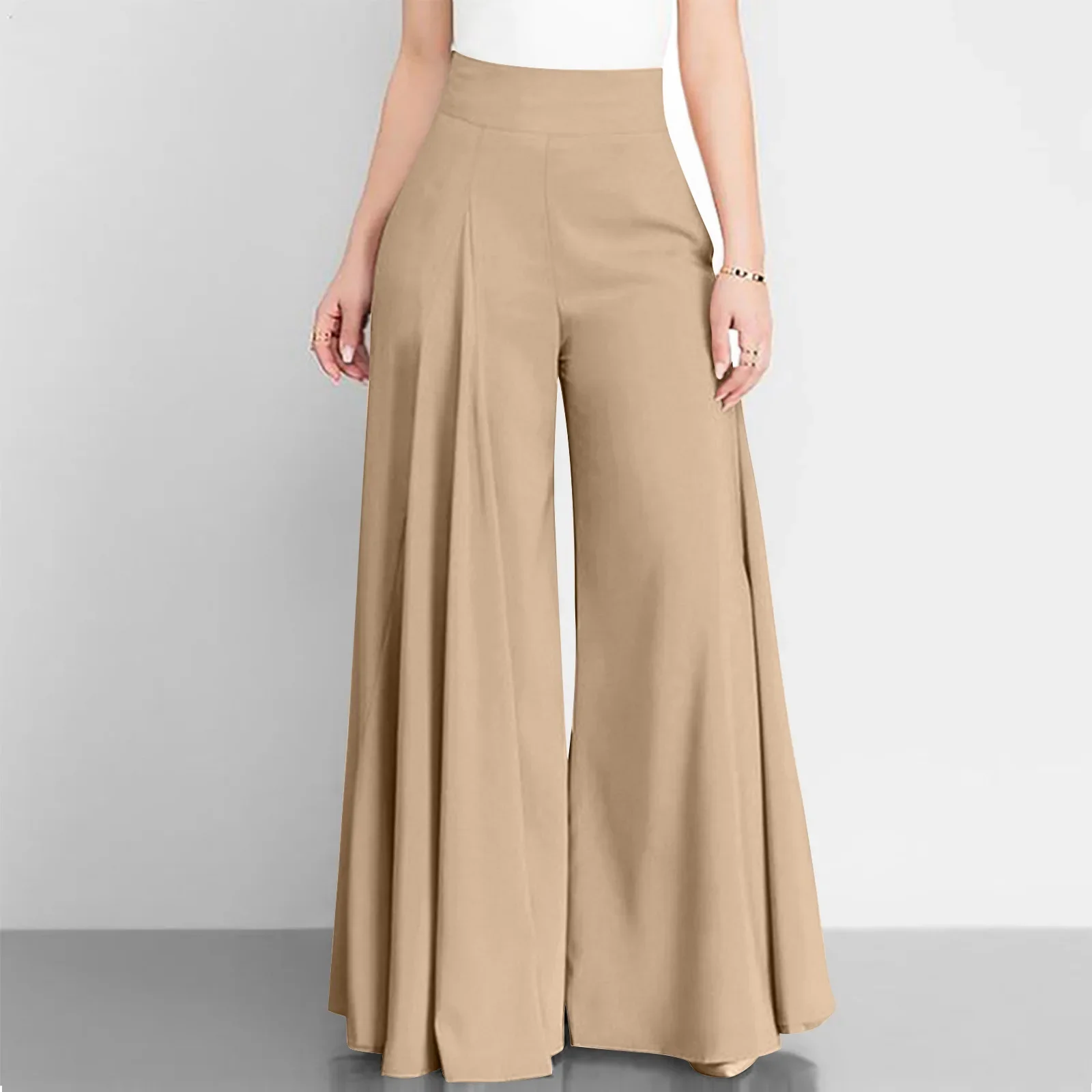 Top Trends: Elegant Women's Pants 2023 Summer Fashion Office OL Solid High Waist Wide Leg Pants Casual Basics Trousers OTTD Streetwear Shoppable Styles