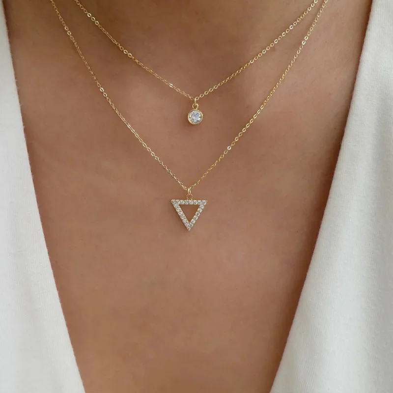 Top Trends: YWZIXLN Trend Elegant Jewelry Crystal Triangle Pendant Necklace Golden Color Unquie Women Fashion Necklace Wholesale N0310 Shoppable Styles