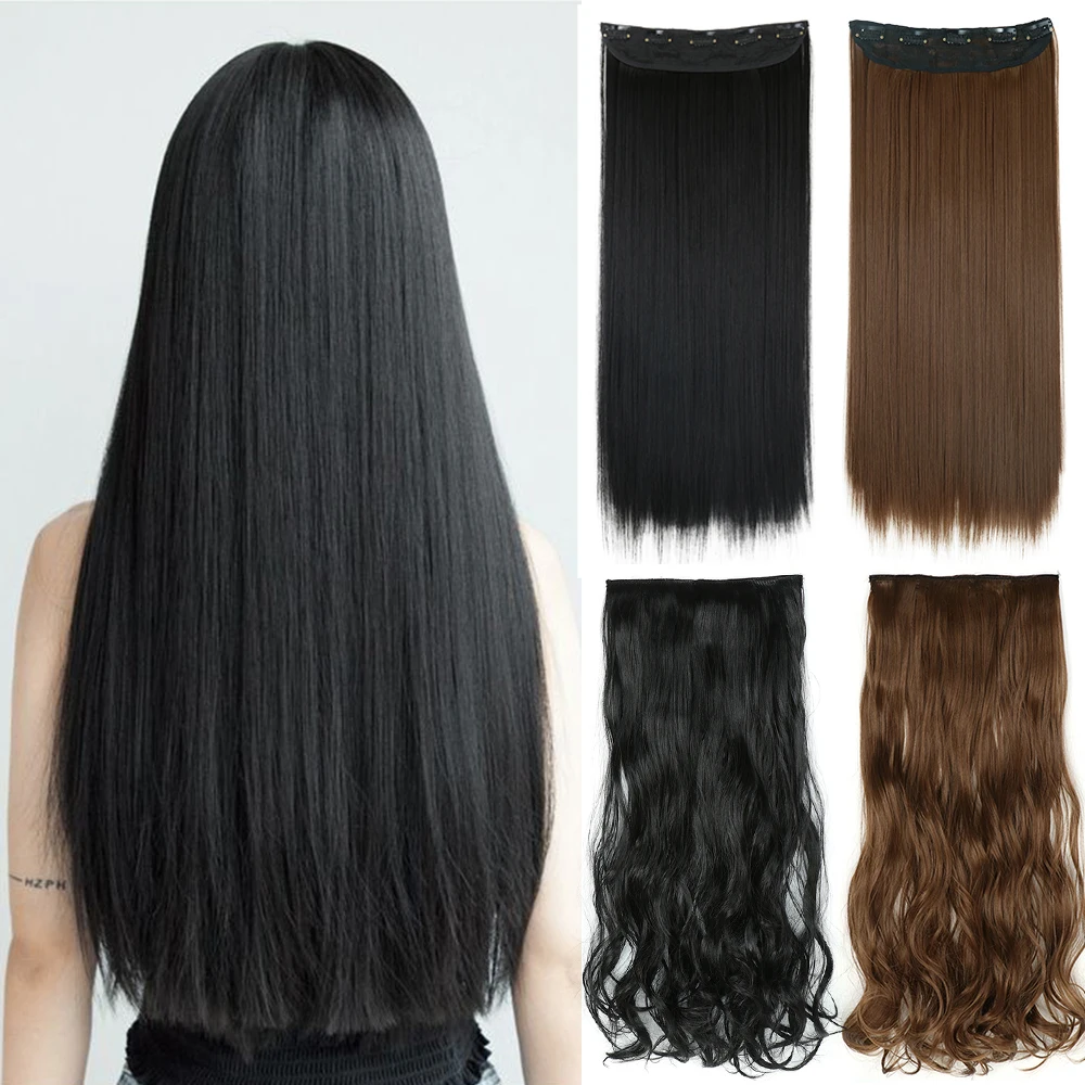 Top Trends: Synthetic 5 Clip In Hair Extensions Long Straight Hairstyle Hairpiece Black Brown Blonde 56CM Natural Fake Hair For Women Shoppable Styles