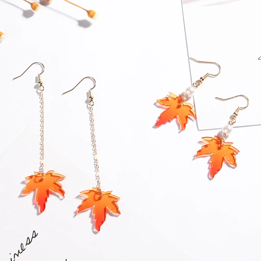 Top Trends: Simple Maple Leaves Drop Earrings Trendy Pearl Earrings For Women Brincos Personality Dangle Earring Minimalist Jewelry Gift Shoppable Styles