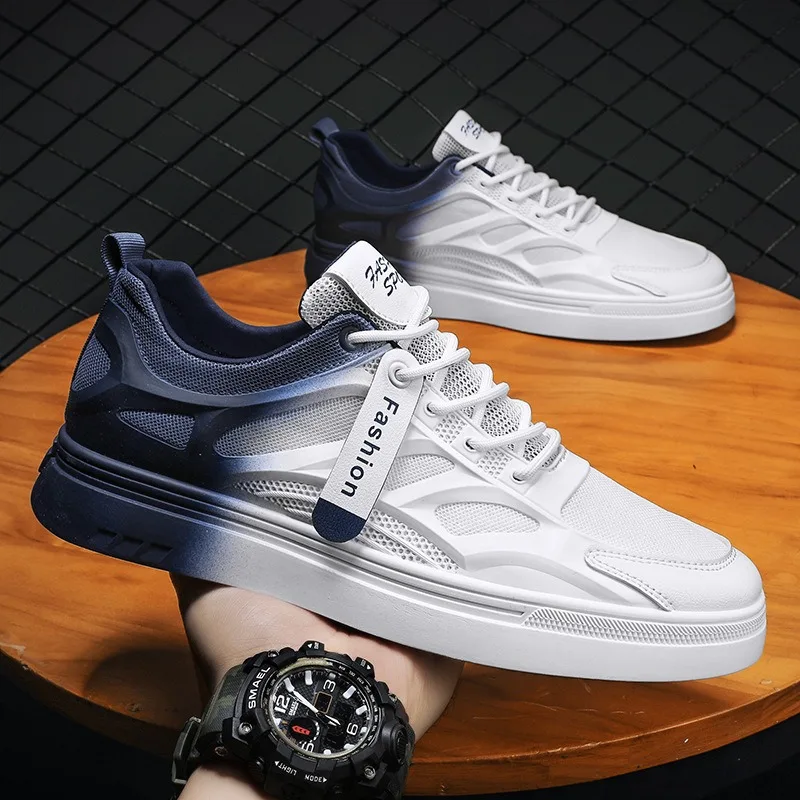 Top Trends: Fashion Men Casual Shoes Spring Men Sneakers Men Vulcanize Shoes White All-match Shoes Male Flats Lace-up Platform Tennis Shoes Shoppable Styles