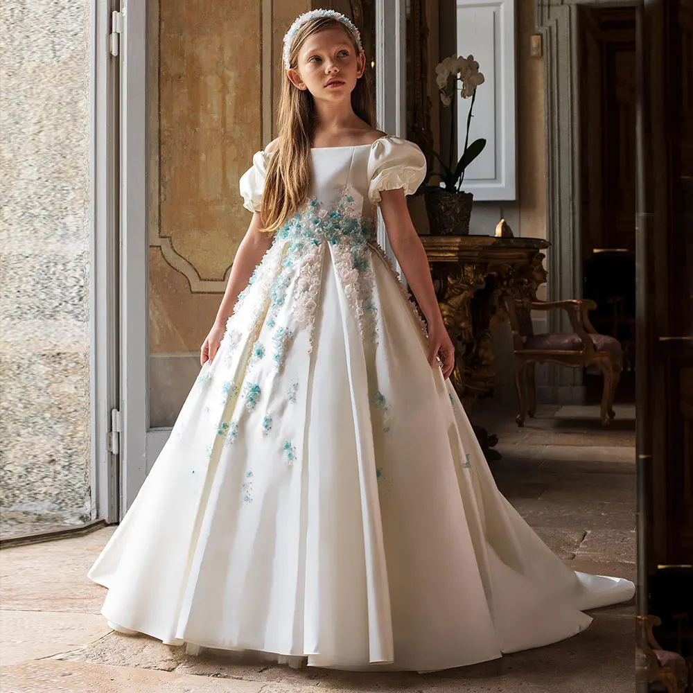 Top Trends: Jill Wish Luxury White Girl Dress 3D Flowers Princess Dubai Kids Wedding Birthday Communion Party Elegant Evening Gown 2024 J295 Shoppable Styles