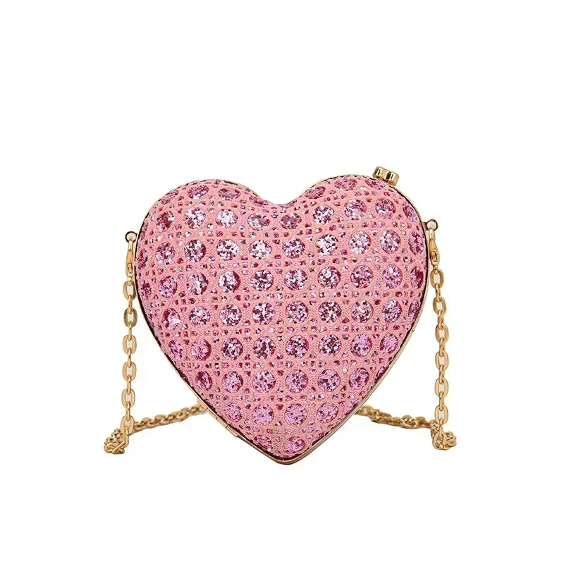 Top Trends: Shiny Rhinestones Women Heart Shape Clutch Purse Lady Gold Evening Minaudiere Bags Bridal Wedding Handbags Formal Party Purses Shoppable Styles - Image 5