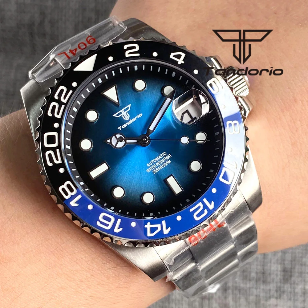 Top Trends: Tandorio Blue / Green / Red Sunburst Dial NH35A 40mm 200M Automatic Diving Men&#039;s Watch Sapphire Glass Rotating Ceramic / Alloy Bezel Shoppable Styles