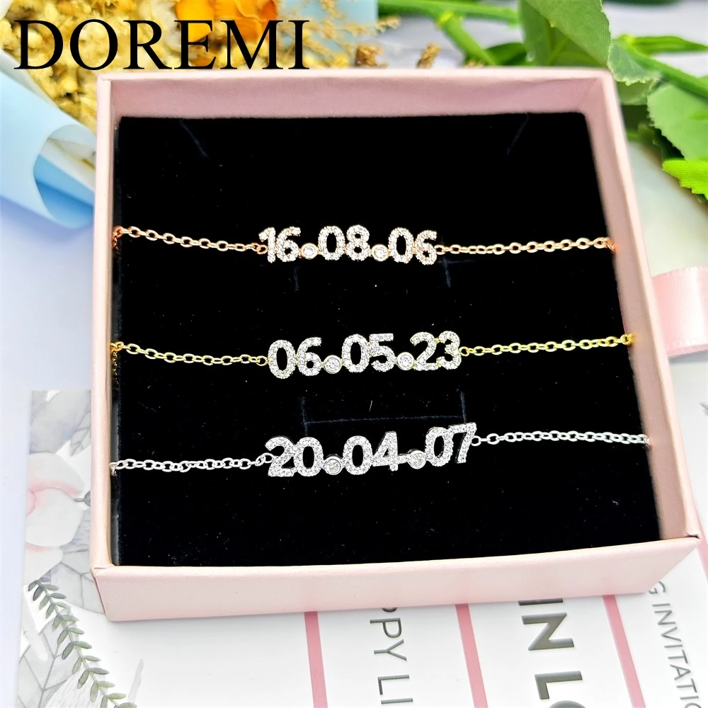 Top Trends: DOREMI Full Crystal 6MM Number Zircon Date Bracelet With Birthstone Initial Name Custom Jewelry Bracelet Women Girls Gift Shoppable Styles