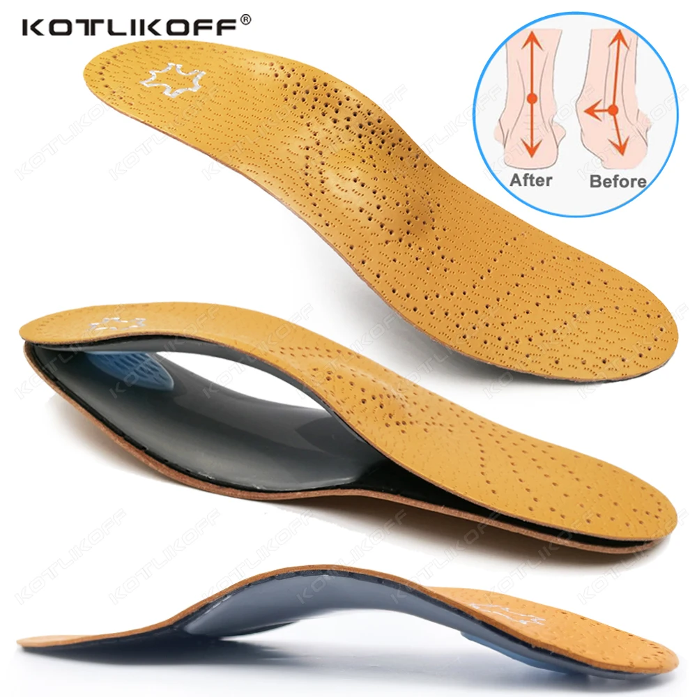 Top Trends: KOTLIKOFF Leather Orthotic Insole For Flat Feet Arch Support Orthopedic Shoes Sole Insoles For Feet Men Women O / X Leg Corrected Shoppable Styles