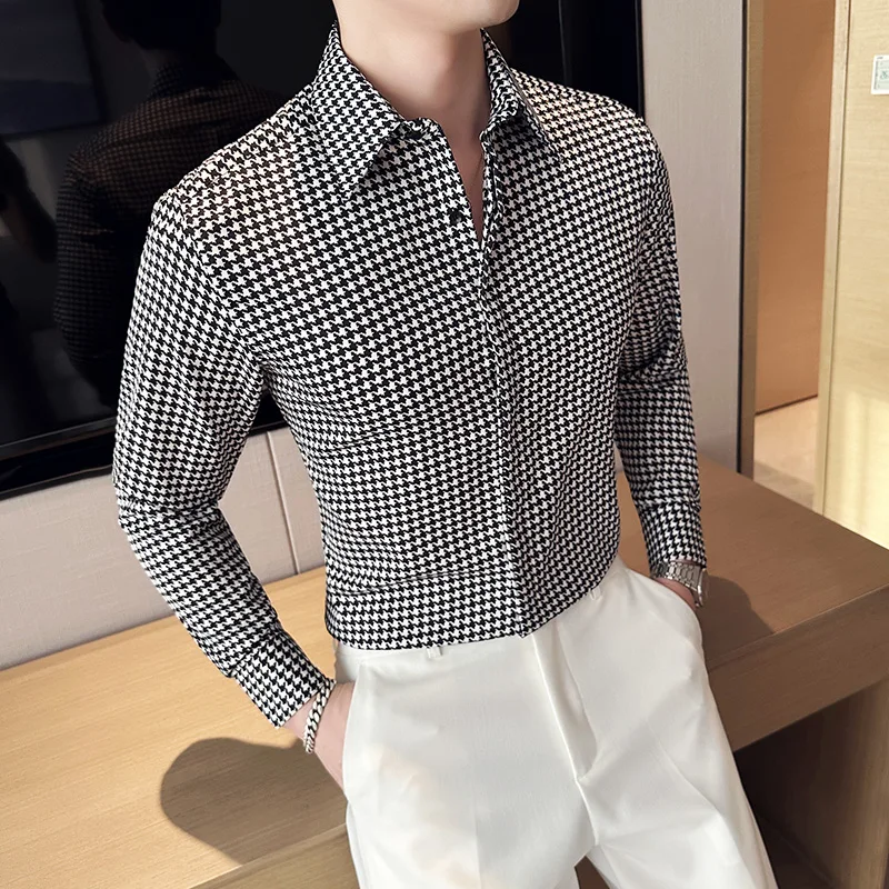 Top Trends: Male Social Formal Shirts Solid Plaid Striped Shirt Button Up Shirt Men Dress Casual Long Sleeve Shirt For Men Streetwear S-3XL Shoppable Styles