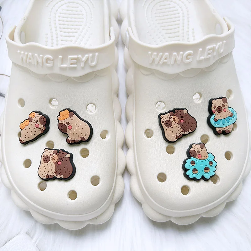 Top Trends: Single Sale 1pcs Cute Animal Capybara Shoe Charms PVC Accessories DIY Shoe Decoration For Croc JIBZ Kids X-mas Gifts Shoppable Styles - Image 3