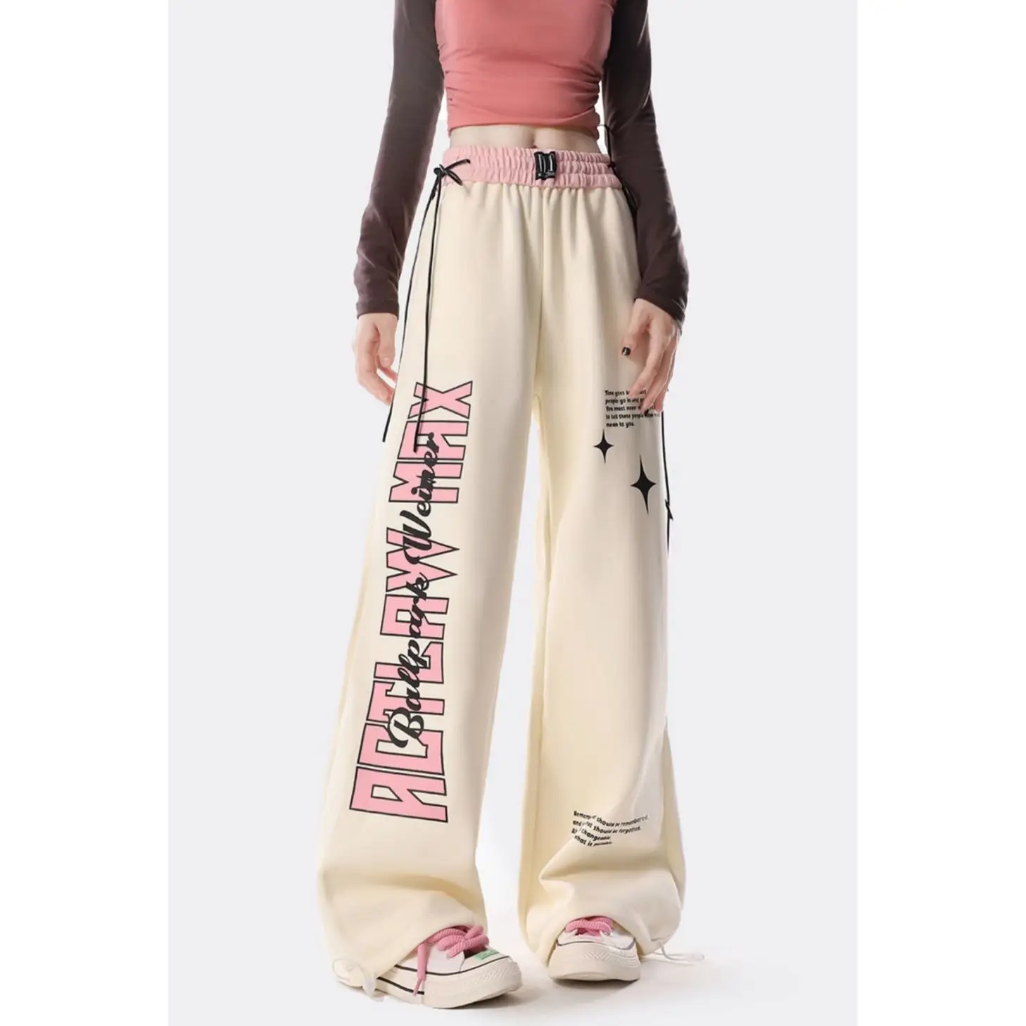 Top Trends: QWEEK Korean High Waist Pants Streetwear Y2K Sweatpants Women Hip Hop Kpop Letter Oversize Jogging Sports Harajuku Outfits Shoppable Styles