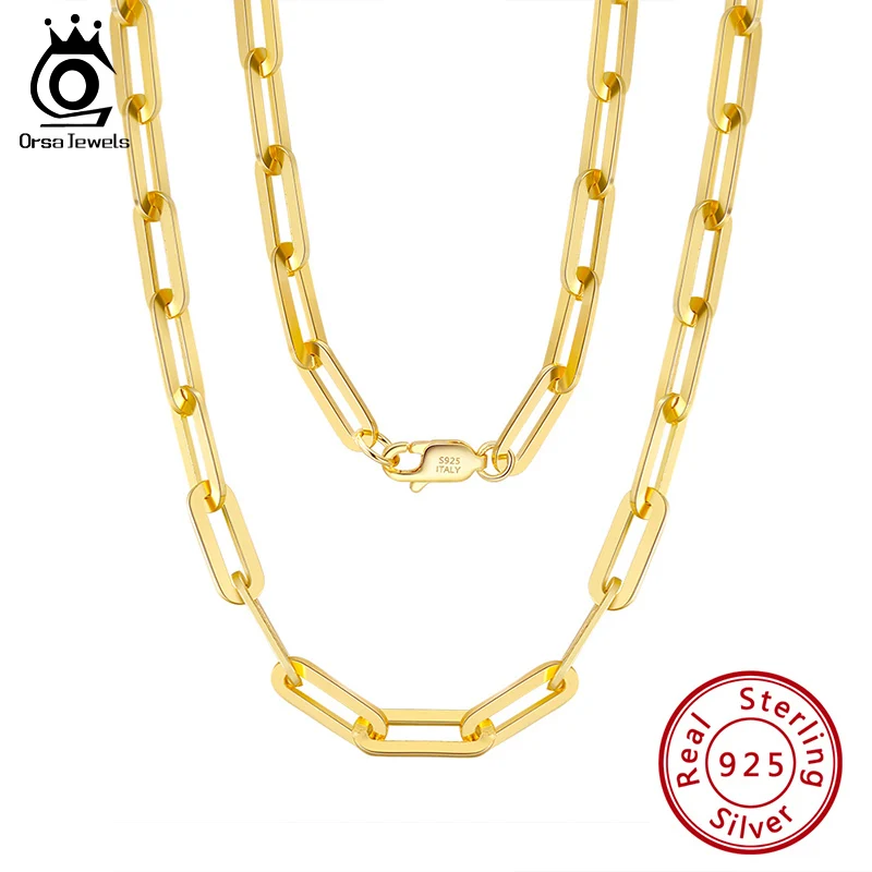 Top Trends: ORSA JEWELS 6mm 9mm 12mm Sizes Paperclip Link Chain Necklace 925 Sterling Silver 14k Gold Chain Man Woman Necklaces As Gift SC39 Shoppable Styles