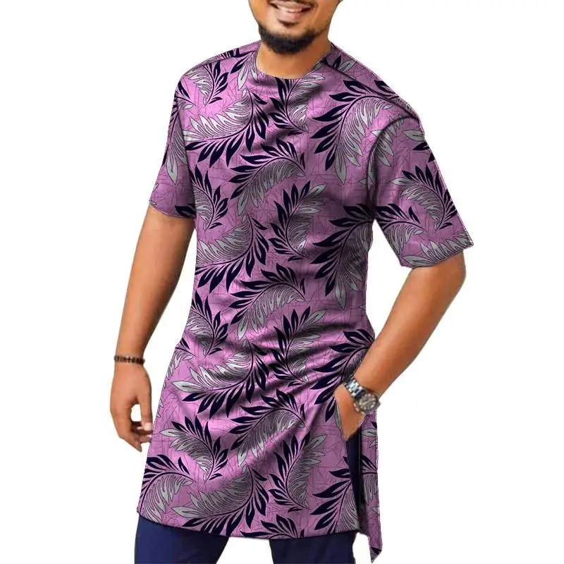 Top Trends: African Fashion Gorgeous Print Design Men's Tops Nigeria Style Colorful Male Half Sleeve Shirt Customized Shoppable Styles