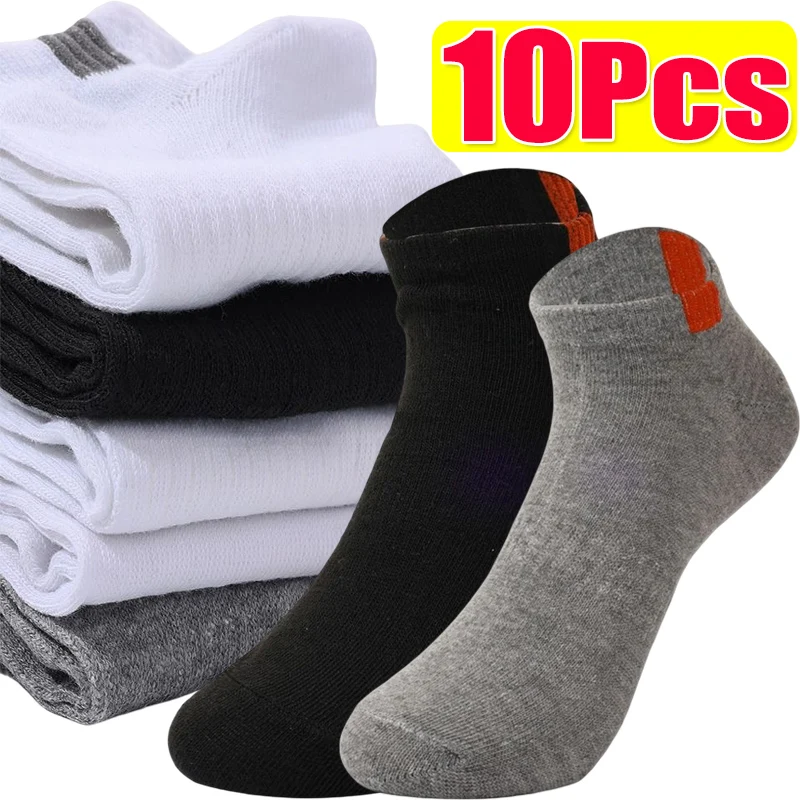 Top Trends: 10Pcs Men Short Socks Summer Mesh Breathable Boat Sock Pure Cotton Sweat-absorbing Ankle Socks Casual Business Socks Tube Sock Shoppable Styles