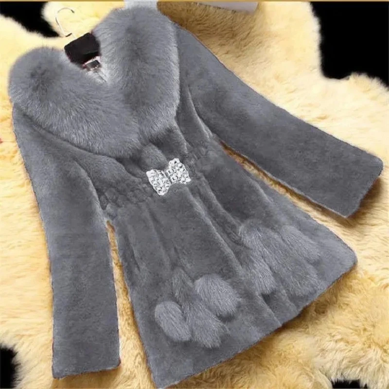 Top Trends: 2022 New Winter Thick Plush Warm Clothes Big Size 4XL Overcoat Faux Fur Collar Fashion Ladies Coats Furry Female Coats Soft Shoppable Styles