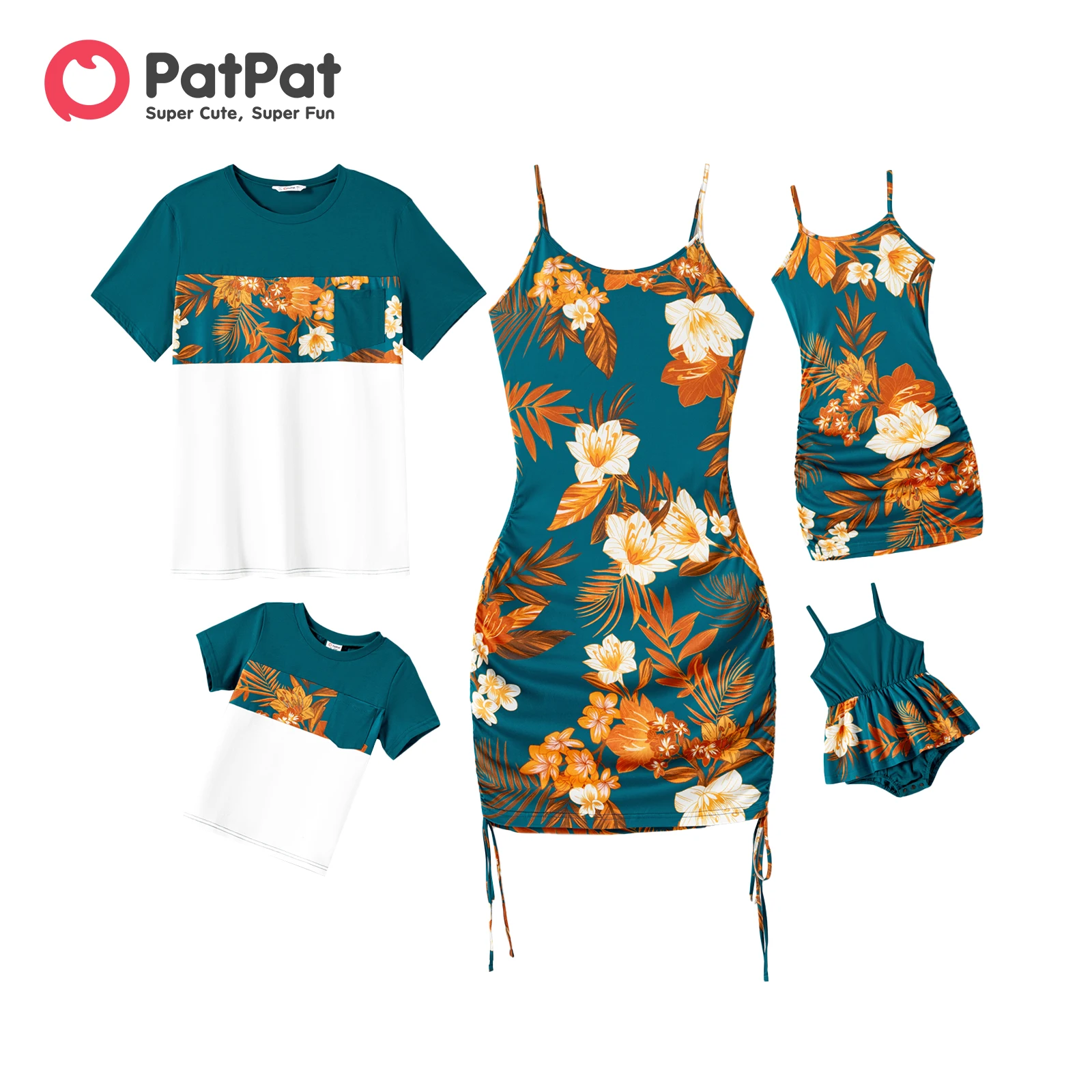 Top Trends: PatPat Family Matching Allover Floral Print Drawstring Ruched Bodycon Cami Dresses And Short-sleeve Spliced T-shirts Sets Shoppable Styles