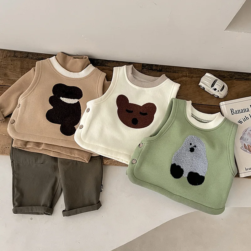 Top Trends: 2023 Winter New Baby Sleeveless Warm Vest Infant Girl Cartoon Fleece Vest Coat Casual Kids Boy Thick Warm Vest Tops Baby Clothes Shoppable Styles