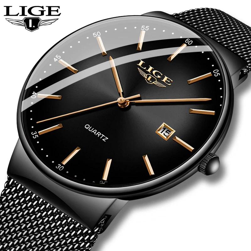 Top Trends: LIGE Mens Watches Fashion Ultra Thin Watch Man Waterproof Date Quartz WristWatch For Men Business Male Clock Relogio Masculino Shoppable Styles