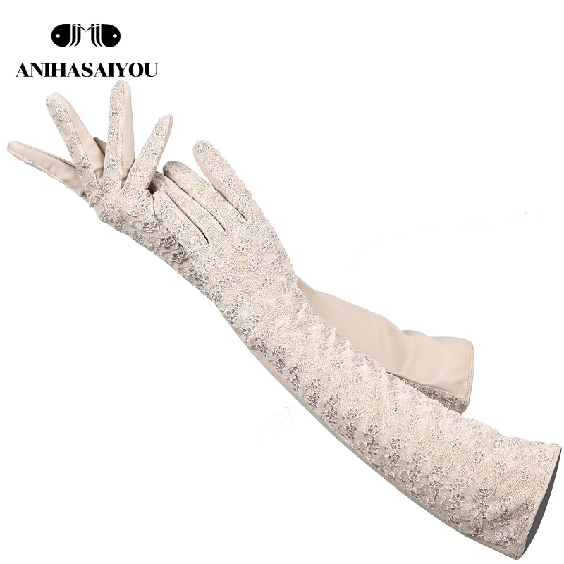 Top Trends: NEW Fashion Accessories Long Leather Gloves Sheepskin Long Lace Gloves Banquet Women's Leather Gloves Four Color Options-2017 Shoppable Styles