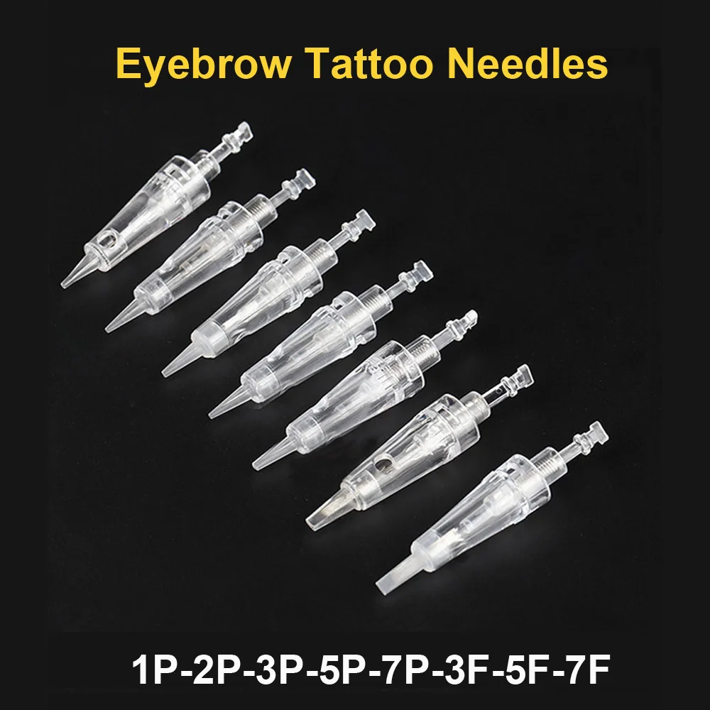 Top Trends: 100pcs (Bayonet Port) Sterilized Dermograph Permanent Makeup Machine Needles Cartridge For Tattoo Eyebrow Liner Lips Supply Shoppable Styles