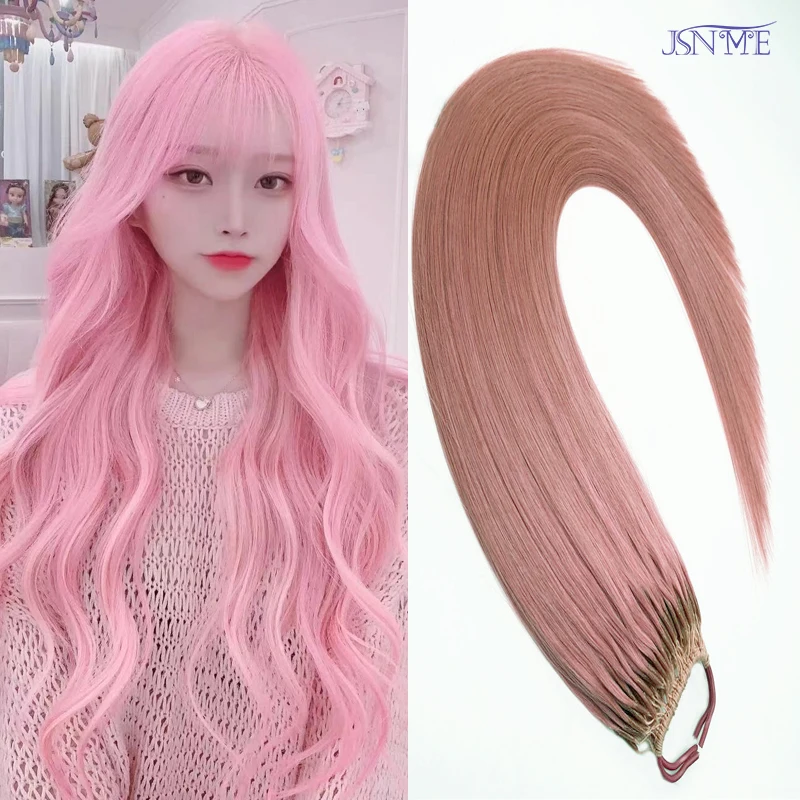 Top Trends: Color Double Stick Easy To Pull Hair Extensions Color Blue Purple Pink Grey 613 Color 20" Inch 100% Human Hair Color Micro Ring Shoppable Styles