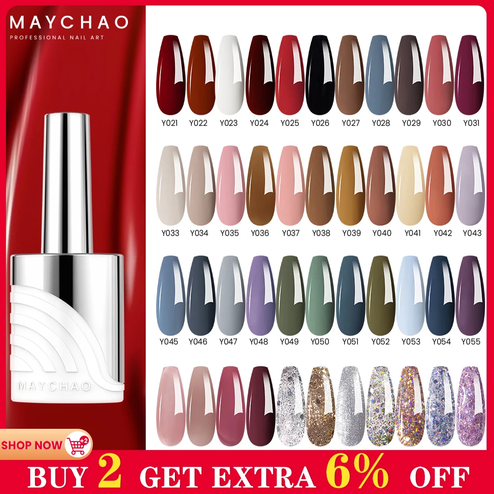 Top Trends: MAYCHAO 12ML Autumn Winter Gel Nail Polish 48 Colors Pure Jelly Glitter Gel Base Top Coat Semi Permanent Soak Off LED Nail Gel Shoppable Styles