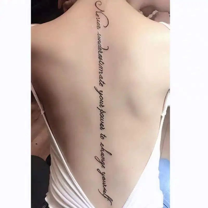 Top Trends: Sexy Alphabet English Long Line Waterproof Fake Tattoo Stickers For Women Back Water Transfer Temporary Tattos Party Decal Shoppable Styles