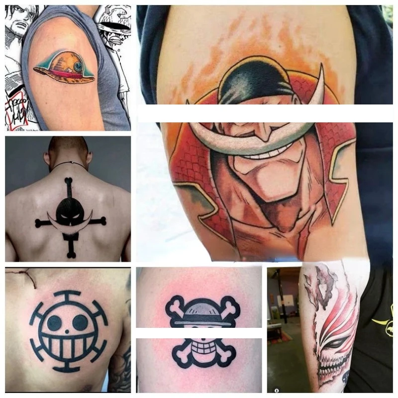 Top Trends: Cartoon Edward Fake Tattoo Sticker Anime BLEACH Skull Temporary Tattoos Stickers Back Body Arm Art Decal Shoppable Styles