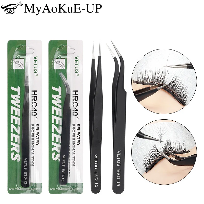 Top Trends: 1pcs Black Stainless Steel Eyelash Tweezers Eyebrow Hair Remove Tool High Precision Grafted Eyelash Clip Lash Extension Supplies Shoppable Styles