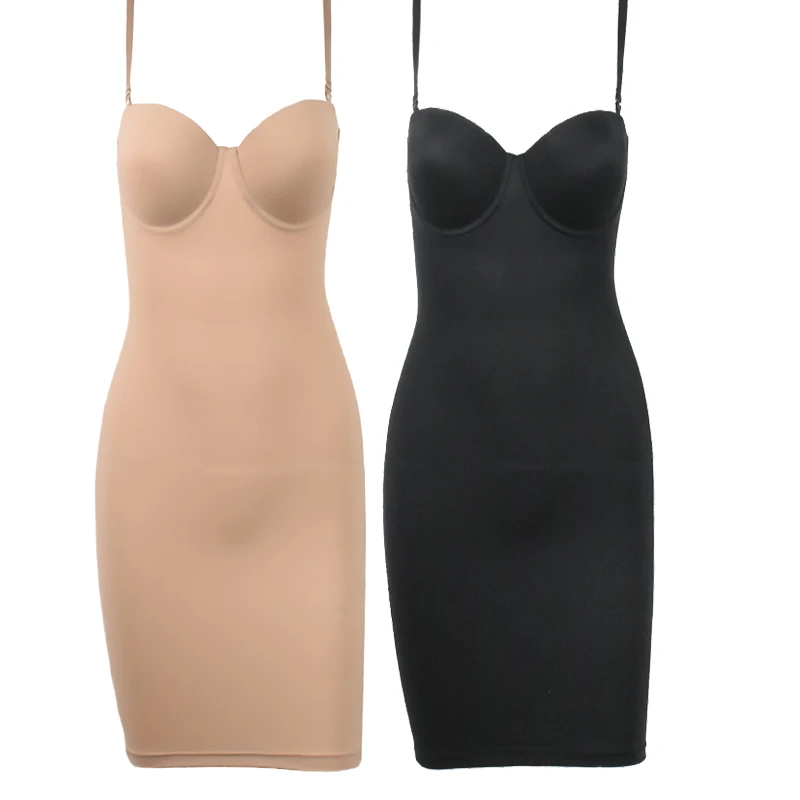 Top Trends: Slimming Full Length Shapewear Slips Nude Straight Tube Dress Body Shaper Women Skinny Under Dresses Underwire Cup Black Shoppable Styles