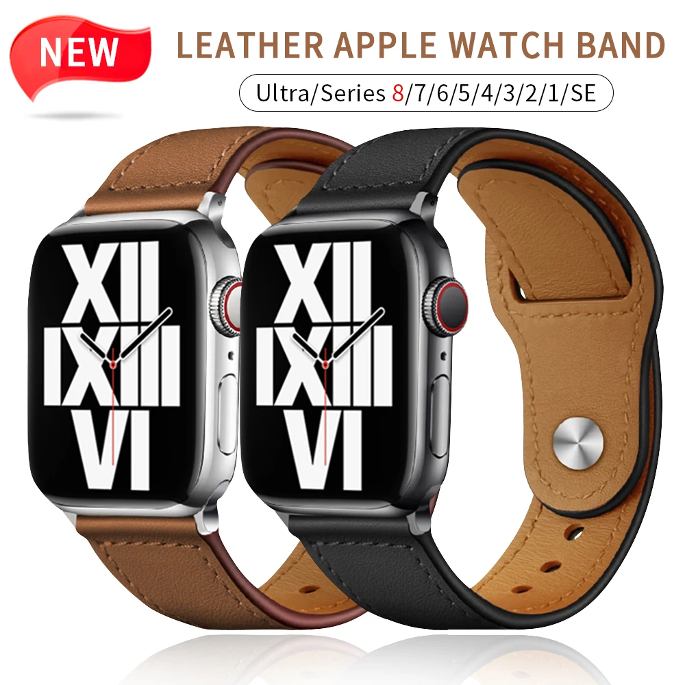 Top Trends: Leather Strap For Apple Watch Band 41mm 44mm 40mm 45mm 42mm 38mm 49mm Business Wrist Bracelet IWatch Ultra Series 8 7 3 4 5 6 SE Shoppable Styles