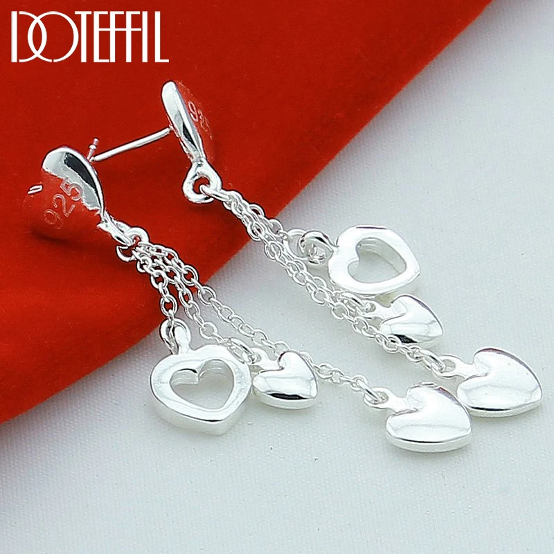 Top Trends: DOTEFFIL 925 Sterling Silver Solid Hollow Heart Drop Earrings For Woman Wedding Engagement Fashion Party Charm Jewelry Shoppable Styles