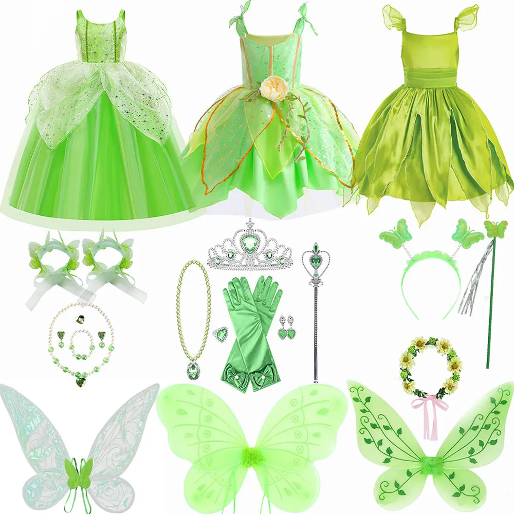 Top Trends: Disfraz Halloween For Girls Dress Tinker Bell Halloween Costume Kids Green Fancy Fairy Princess Cosplay Party Carnival Dress Shoppable Styles