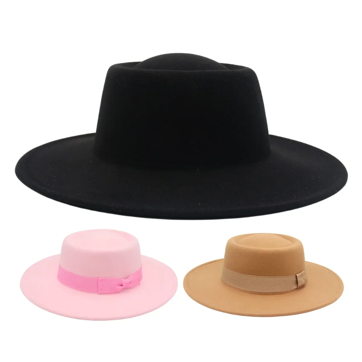 Top Trends: Women Black French Fedora Hat Ribbon Banquet Bowler Hat Winter Autumn Wool Jazz Men Felt Hats Elegant 8.5cm Wide Brim Dress Hat Shoppable Styles