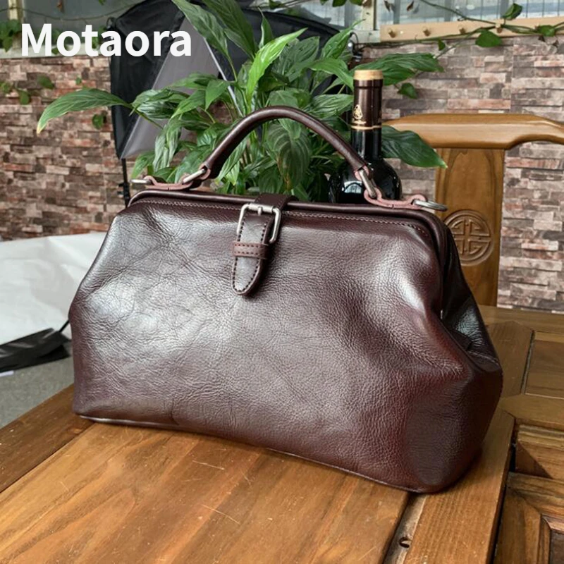 Top Trends: MOTAORA Top Quality Genuine Leather Women Shoulder Bag Long Strap Doctor Bags Vintage Woman Handbag Cow Leather Women Bags 2024 Shoppable Styles