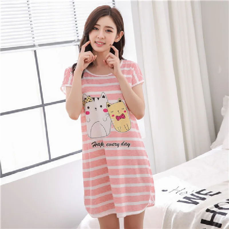 Top Trends: Summer Cartoon Nightdress Ladies Milk Silk Double-sided Printing Cute Nightdress Women's Nightgown Sleepwear Night Wear Shoppable Styles