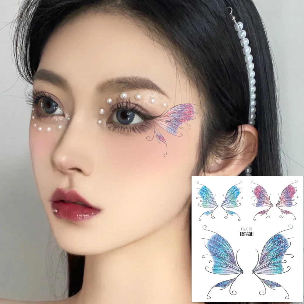 Top Trends: Music Festival Glitter Butterfly Temporary Tattoo Stickers Shiny Wings Fake Tattoo Waterproof Hand Body Art Festival Face Makeup Shoppable Styles - Image 3