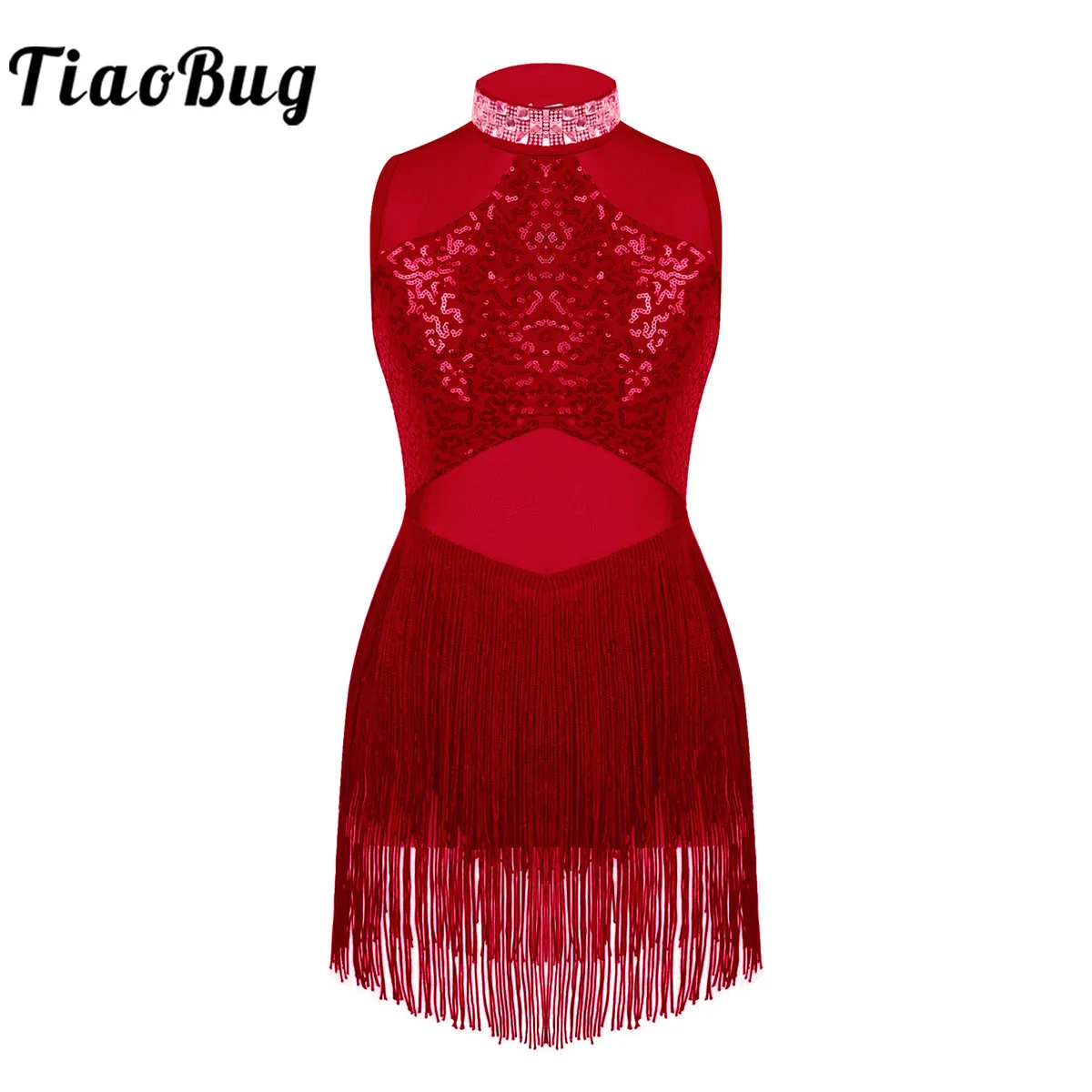 Top Trends: Kids Girls Sequins Tassel Latin Dance Dress Shiny Rhinestone Fringed Skirts Ballet Jazz Leotards Bodysuit Dresses Dancewear Shoppable Styles