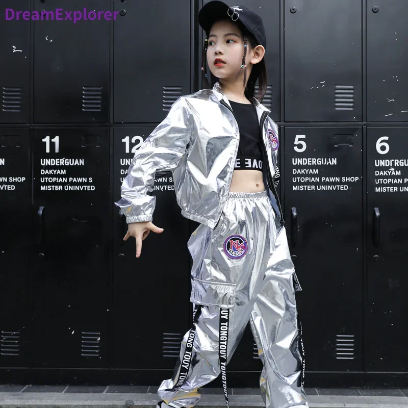 Top Trends: Boys Hip Hop Sliver Jacket Girls Jazz Joggers Pants Clothes Set Kids Sequins Street Dance Costumes Teen Shining Child Streetwear Shoppable Styles