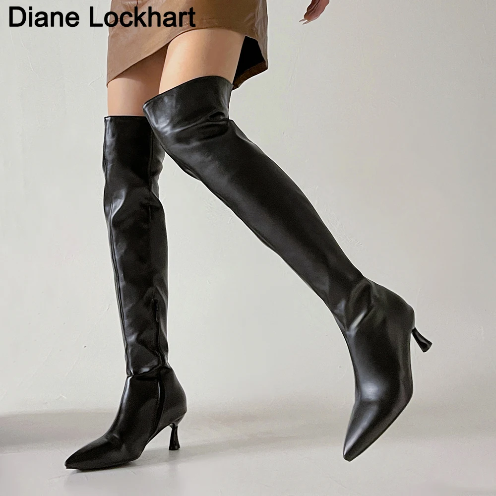 Top Trends: Women Thigh High Boots Thin Heels Female Winter Footwear Party Club Ladies Pointy Shoes 2023 Sexy Stiletto Over-the Knne Boots Shoppable Styles