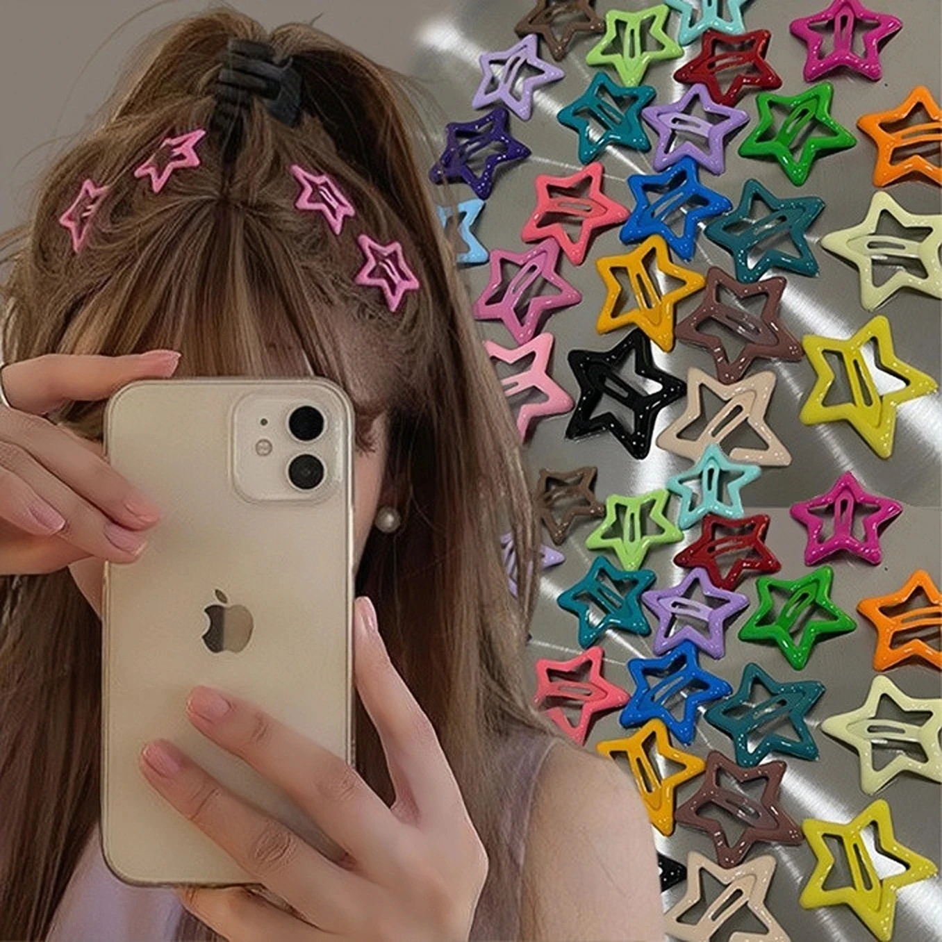 Top Trends: Y2K BB Solid Star Hairclips Girls Colorful Kawaii Star Barrettes Women Simple Metal Snap Clip Headdress Hair Jewelry Accessories Shoppable Styles - Image 6