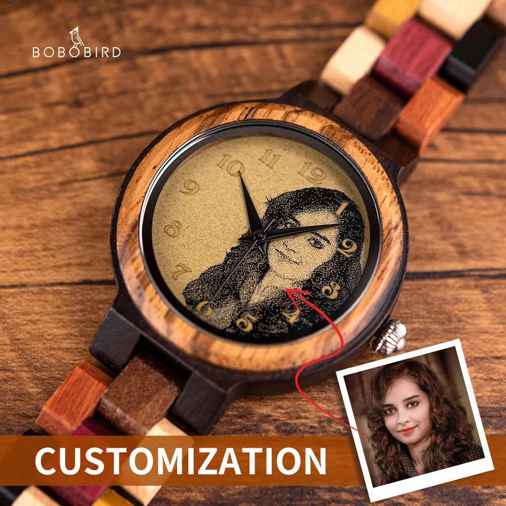 Top Trends: BOBO BIRD Personalized Watch For Men Women Photo Print Wood Wristwatch Birthday Valentine's Day Couple Watches Relogio Mascul Shoppable Styles