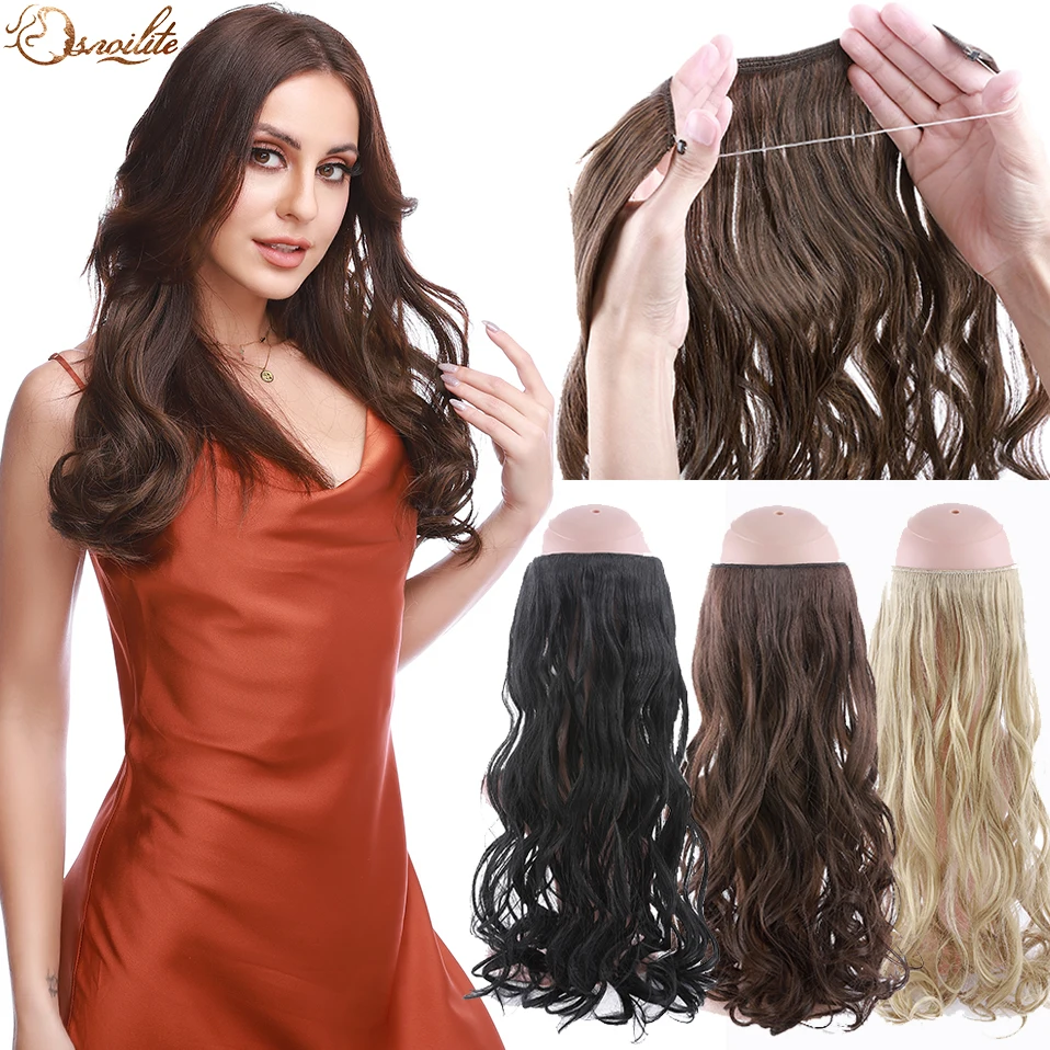 Top Trends: S-noilite 20Inches Synthetic Natural Hair Invisible Wire In Hair Extensions No Clip With Secrect Line Easy Attach Hairpiece Shoppable Styles