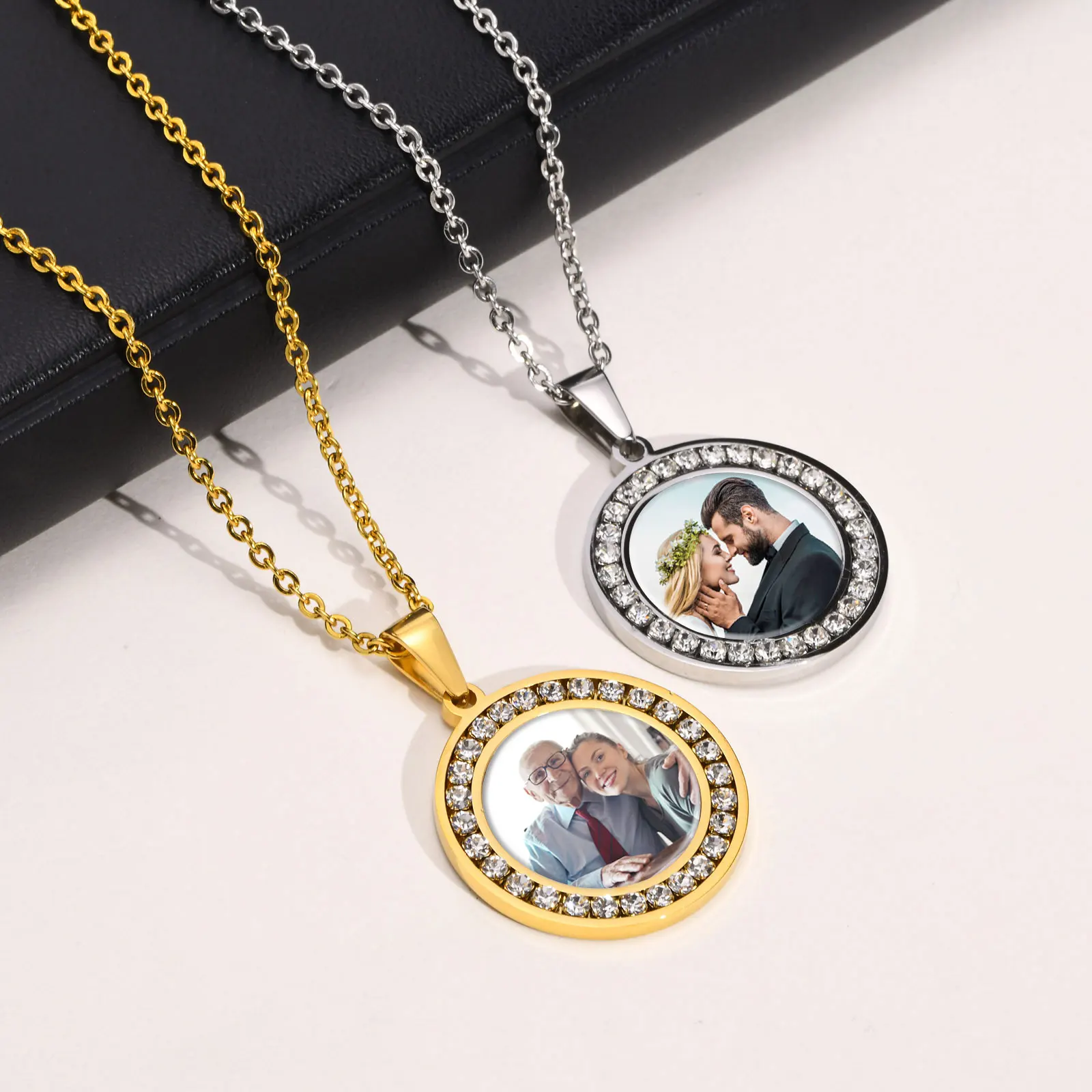 Top Trends: Personalize Engrave Name Round Free Customizable Photo Of Family Necklaces, Picture Words Date Pendant, Keepsake Gifts Collar Shoppable Styles