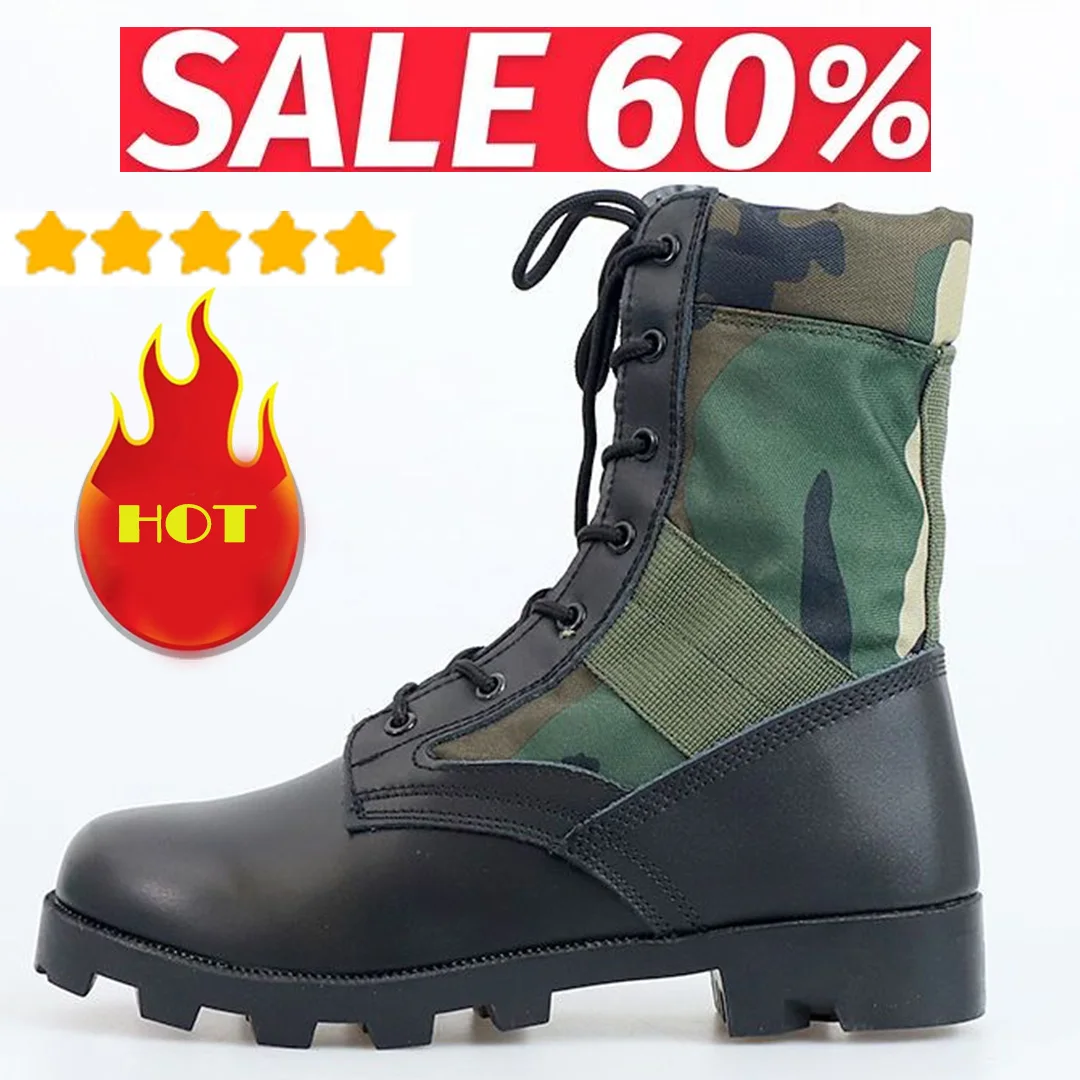 Top Trends: Tactical Military Boots Men Training Special High-Top Army Shoes Outdoor Shock-Absorbing Hard-Soled High-Waist Hiking Botas Shoppable Styles