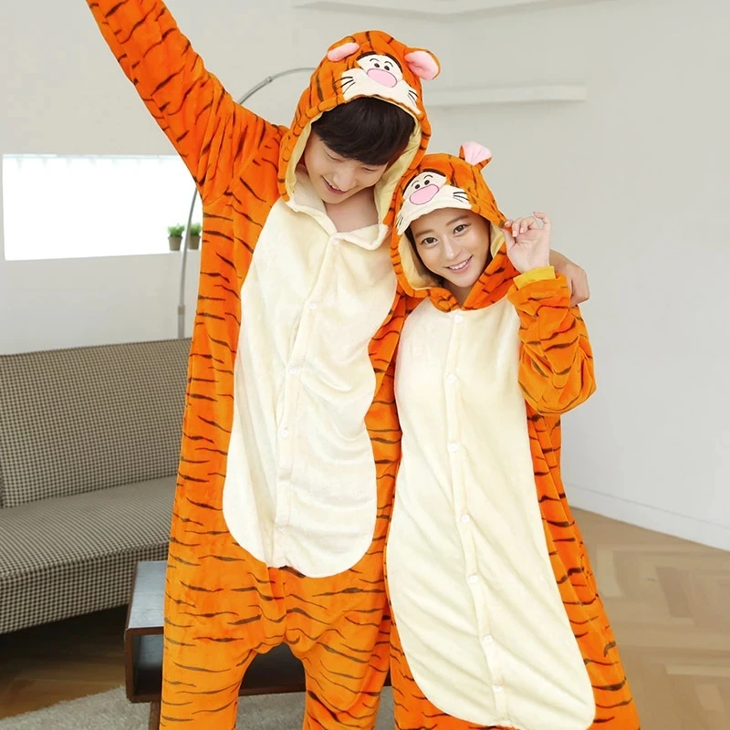 Top Trends: Tiger Kigurumi Pajamas Suit For Adults Kids Family Animal Onesie Winter Warm Flannel Sleepwear Hooded Anime Cosplay Costumes Shoppable Styles - Image 3