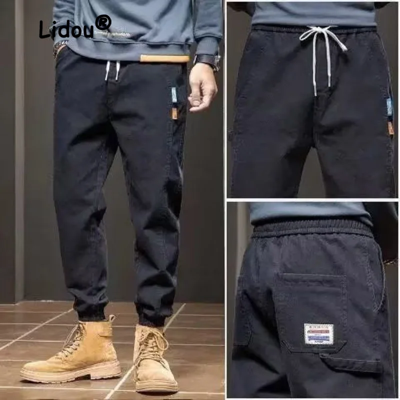 Top Trends: Casual Multiple Pockets Trend Men's Cargo Pants High Quality Waist Drawstring Tie One's Feet Halun Loose All-match Male Trousers Shoppable Styles