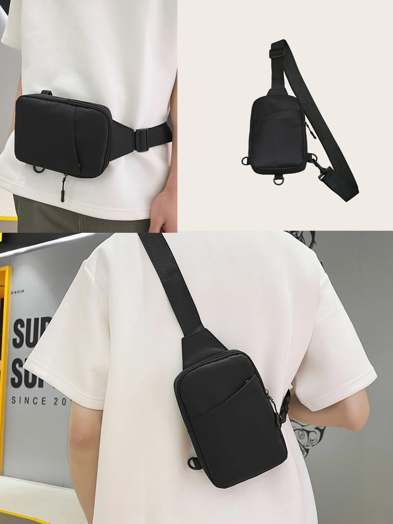 Top Trends: Mini Minimalist Sling Bag Black Messenger Bag Fashion Shoulder Bag Casual Chest Bag Backpack Mobile Phone Bag Shoppable Styles